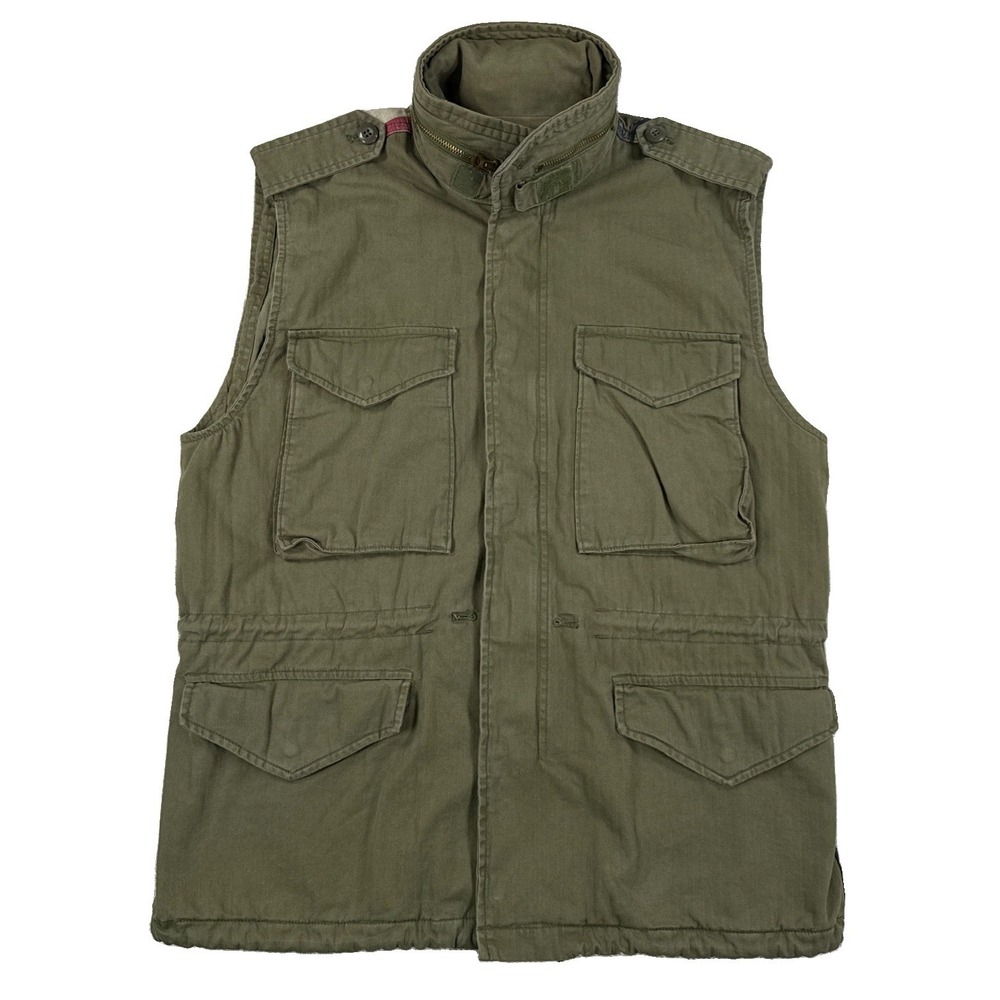 Ralph Lauren Denim & Supply Military Style Vest Men's Large Green USA Flag Hood